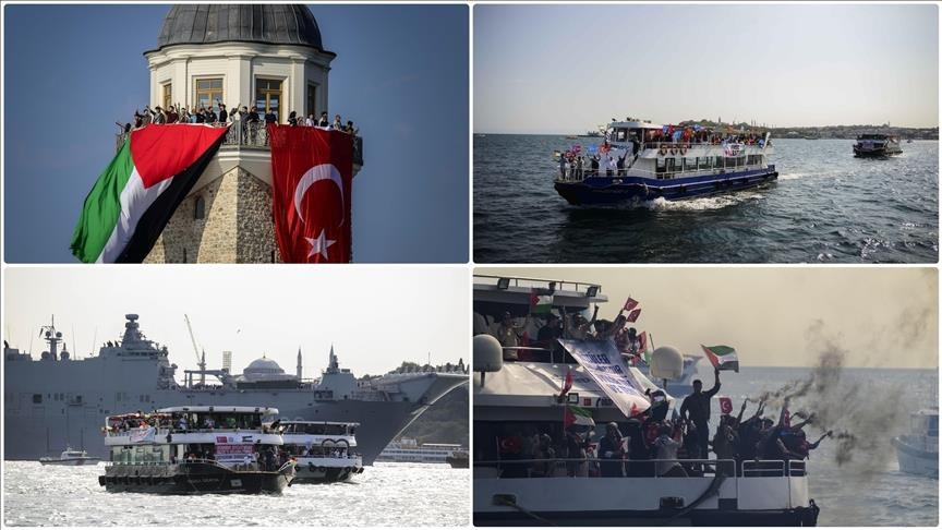 Manifestation de soutien à Gaza sur le Bosphore pour l&rsquo;ouverture du passage de Rafah