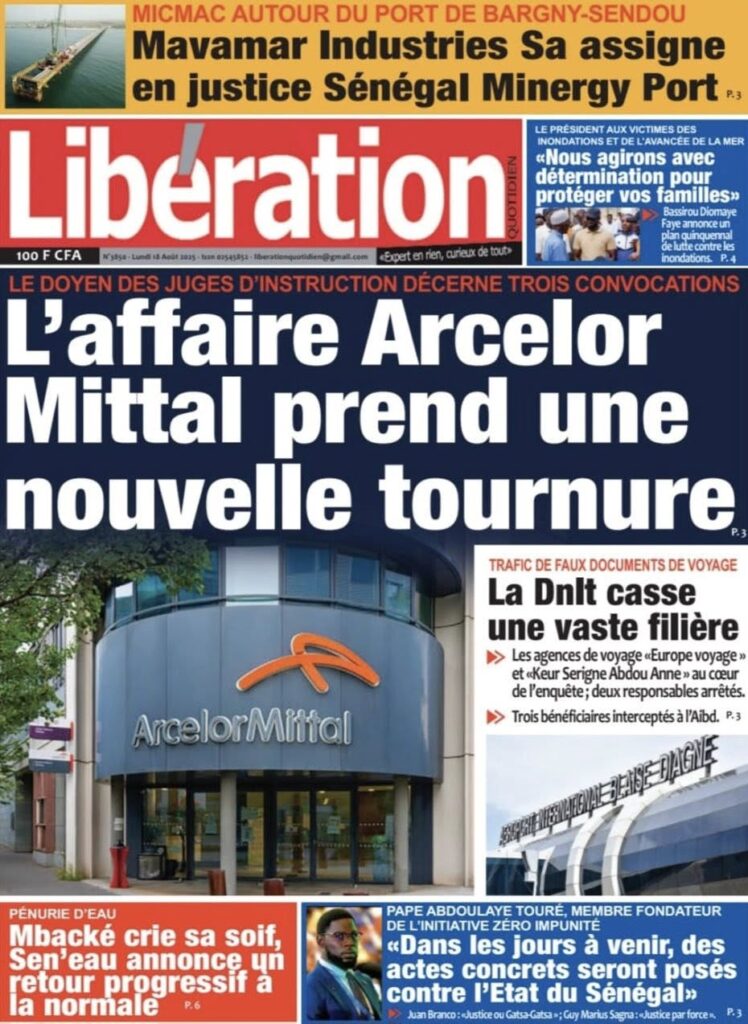 Découvrez les Unes des journaux sénégalais du lundi 18 août 2025