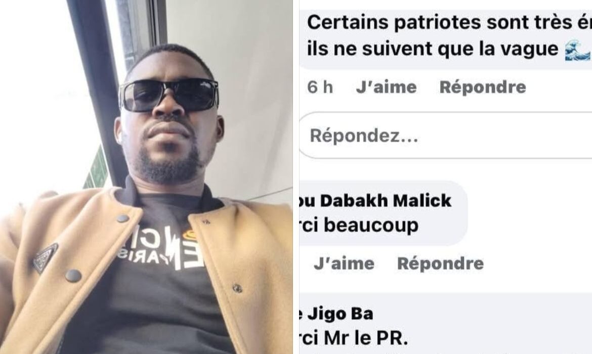 « Hier, il a commenté le post du PR Diomaye pour… »