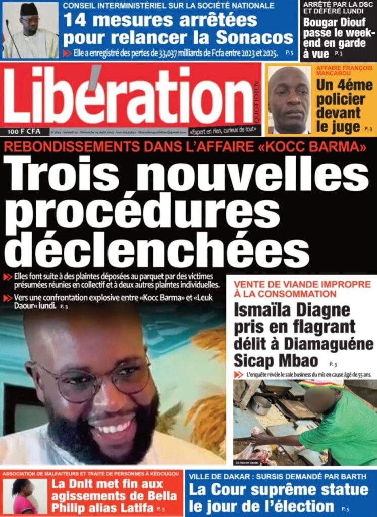 Découvrez les Unes des journaux sénégalais du samedi 23 août 2025