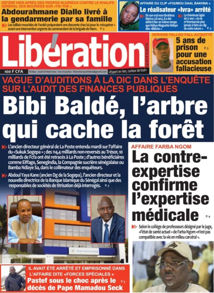 Découvrez les Unes des journaux sénégalais du jeudi 28 août 2025