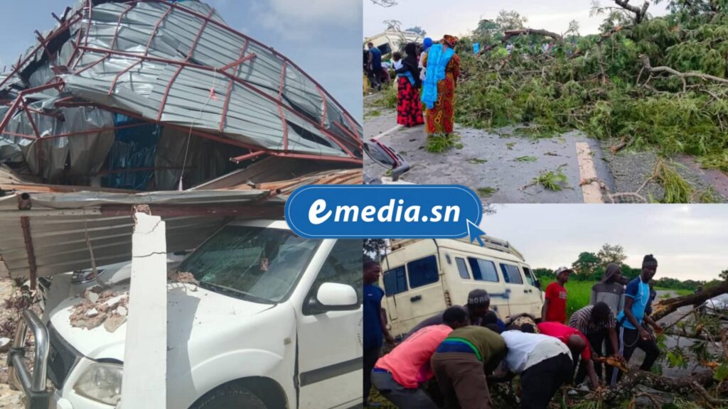 la Maison de la Paix endommagée, des toits arrachés