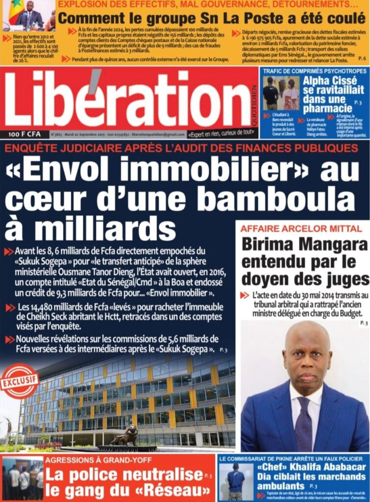 Découvrez les Unes des journaux sénégalais du mardi 2 septembre 2025