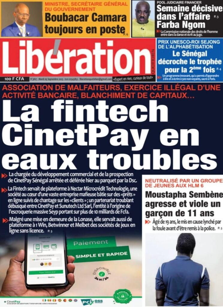Découvrez les Unes des journaux sénégalais du mardi 9 septembre 2025