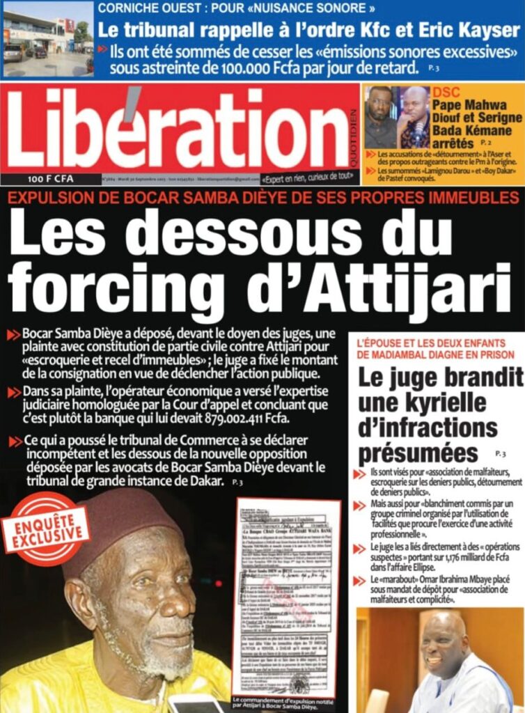 Découvrez les Unes des journaux sénégalais du mardi 30 septembre 2025
