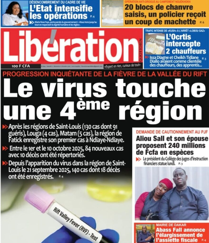 Découvrez les Unes des journaux sénégalais du samedi 11 octobre 2025