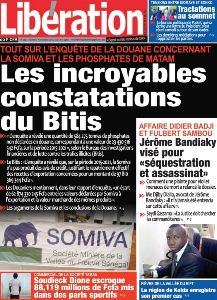 Découvrez les Unes des journaux sénégalais du lundi 17 novembre 2025