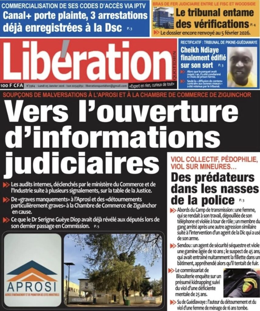 Découvrez les Unes des journaux sénégalais du lundi 05 janvier 2026
