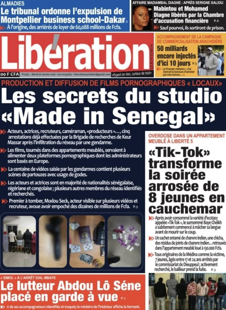 Découvrez les Unes des journaux sénégalais du mardi 6 janvier 2026