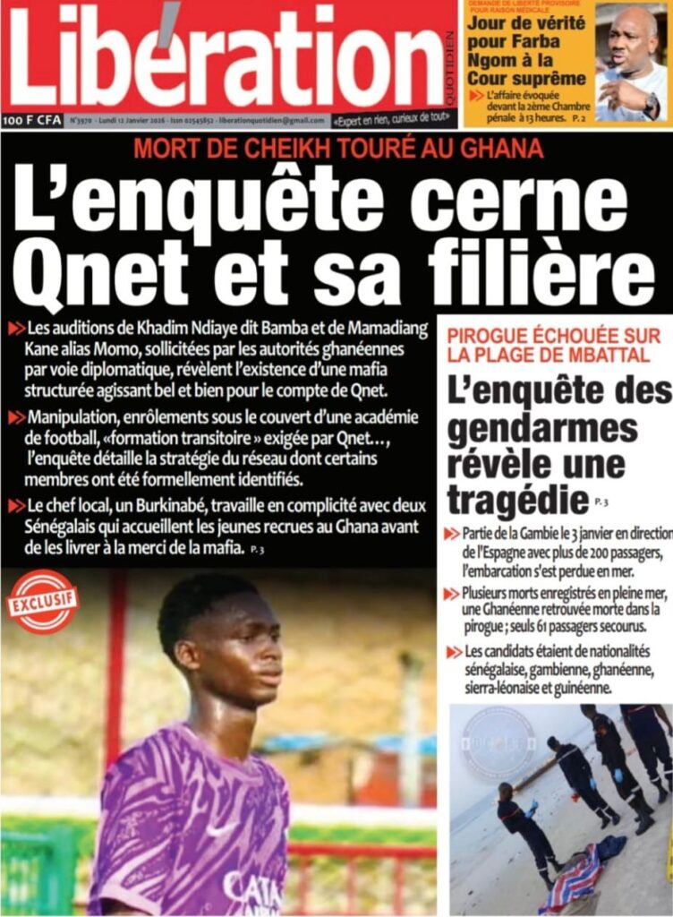 Découvrez les Unes des journaux sénégalais du lundi 12 janvier 2026