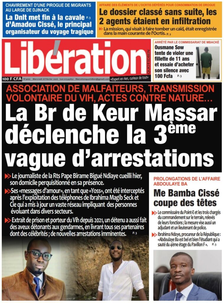 Découvrez les Unes des journaux sénégalais du mercredi 18 février 2026
