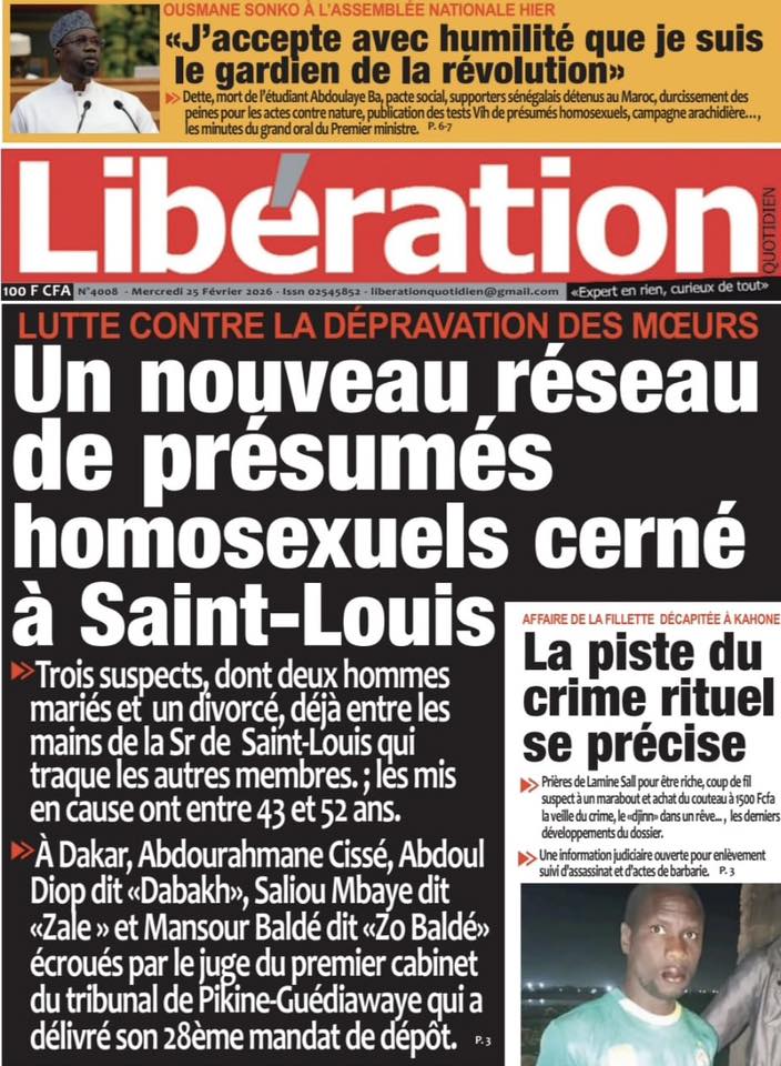 Découvrez les Unes des journaux sénégalais du mercredi 25 février 2026