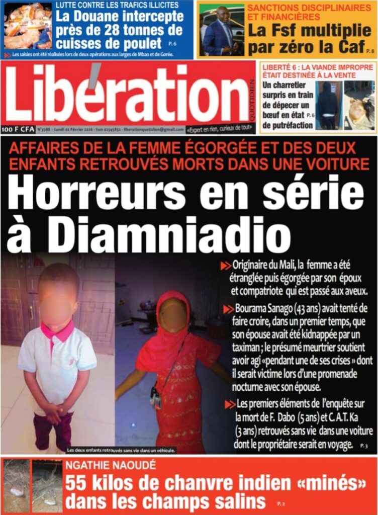 Découvrez les Unes des journaux sénégalais du lundi 02 février 2026