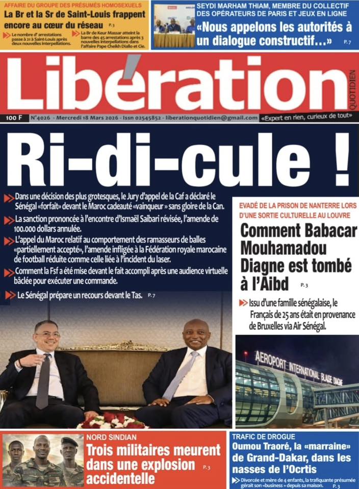 Découvrez les Unes des journaux sénégalais du mercredi 18 mars 2026
