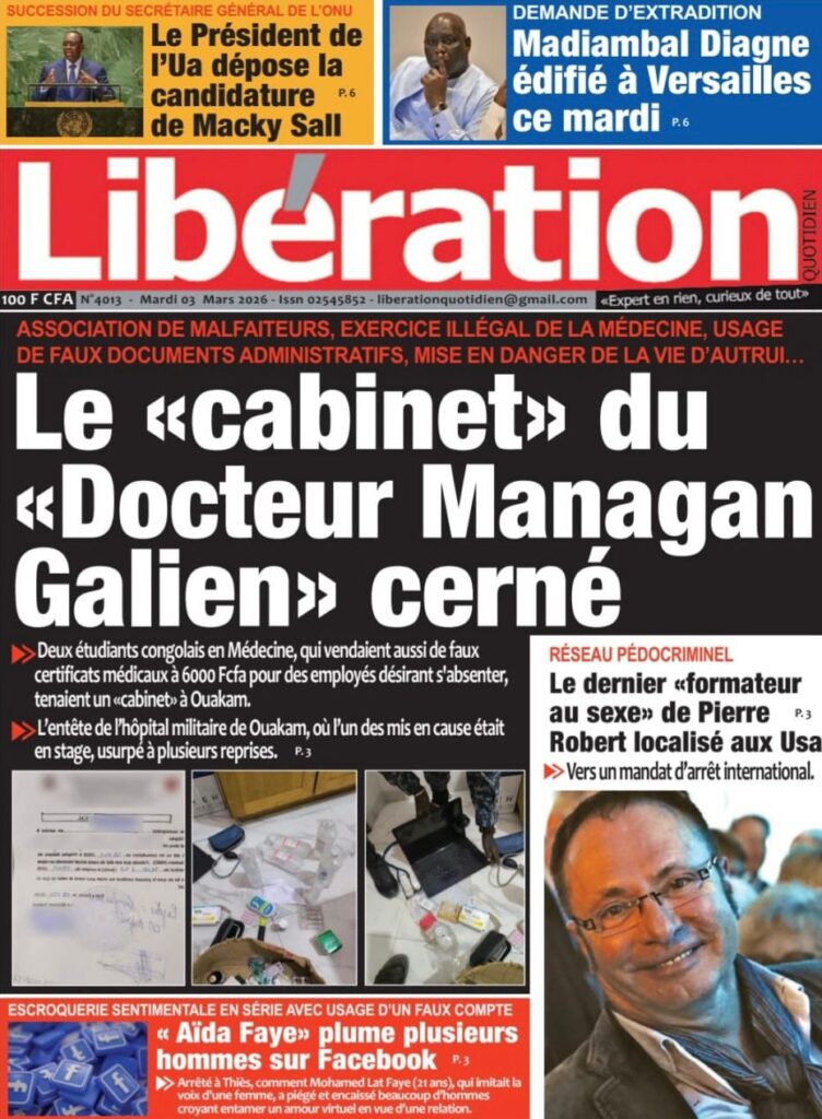Découvrez les Unes des journaux sénégalais du mardi 03 mars 2026