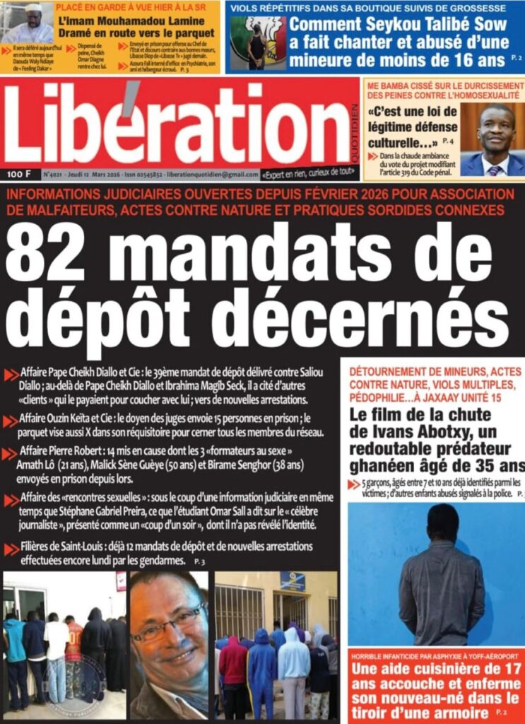 Découvrez les Unes des journaux sénégalais du jeudi 12 mars 2026