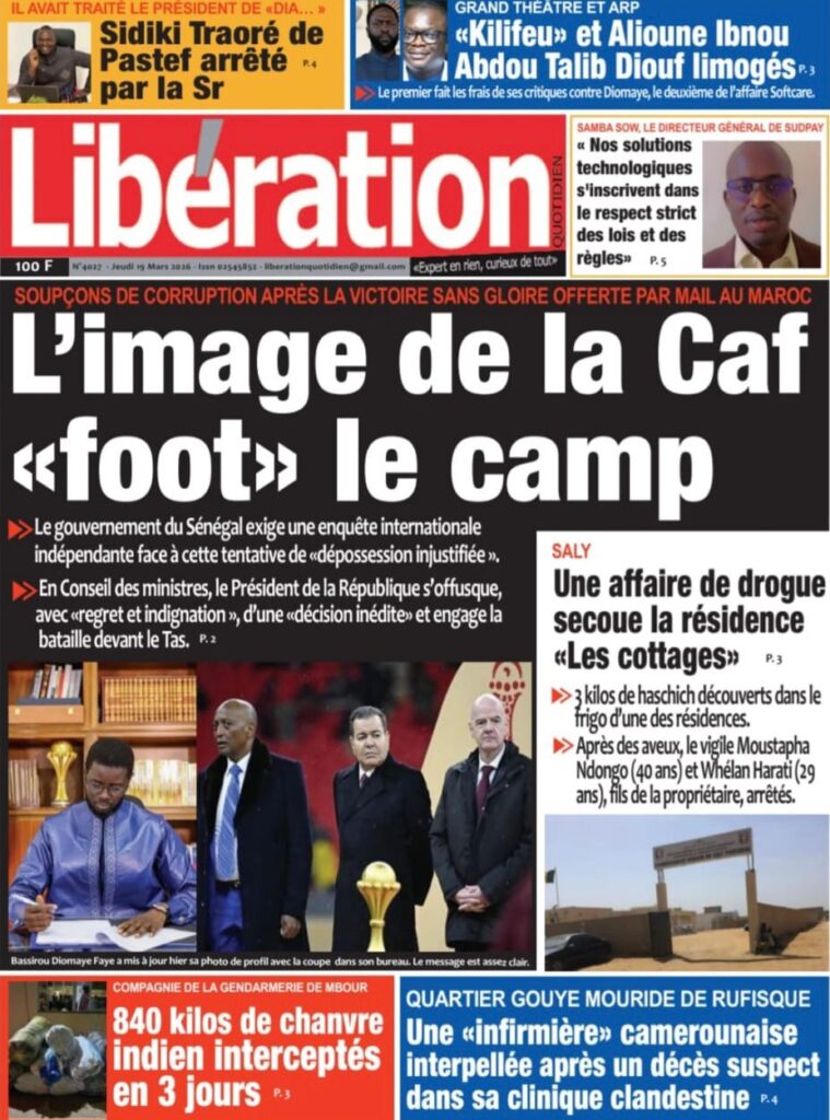 Découvrez les Unes des journaux sénégalais du jeudi 19 mars 2026