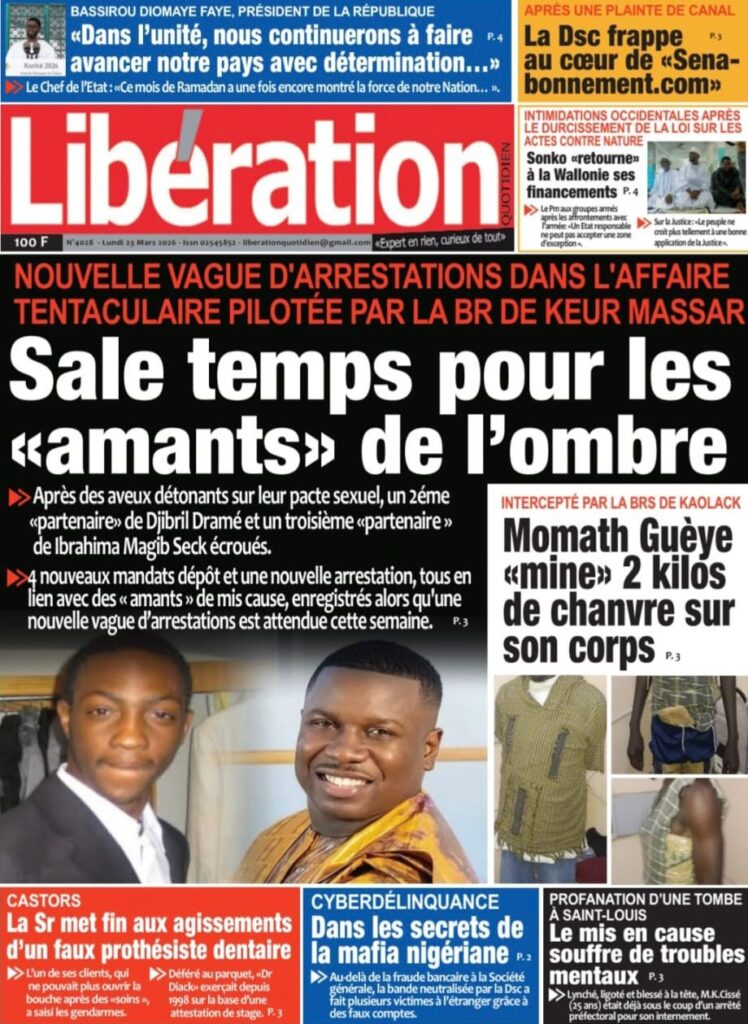 Découvrez les Unes des journaux sénégalais du lundi 23 mars 2026