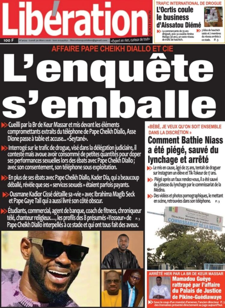 Découvrez les Unes des journaux sénégalais du lundi 30 mars 2026