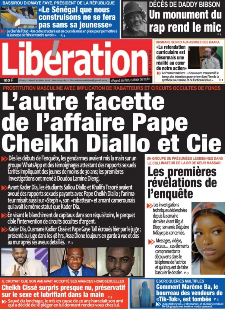 Découvrez les Unes des journaux sénégalais du mardi 31 mars 2026