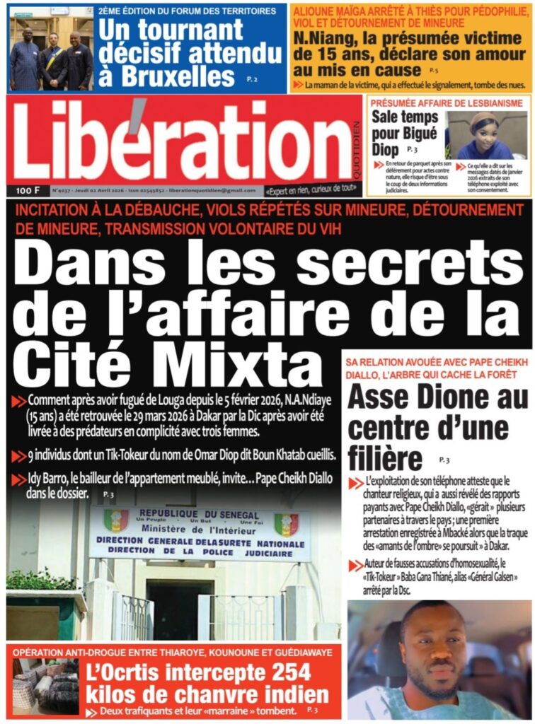 Découvrez les Unes des journaux sénégalais du jeudi 02 avril 2026