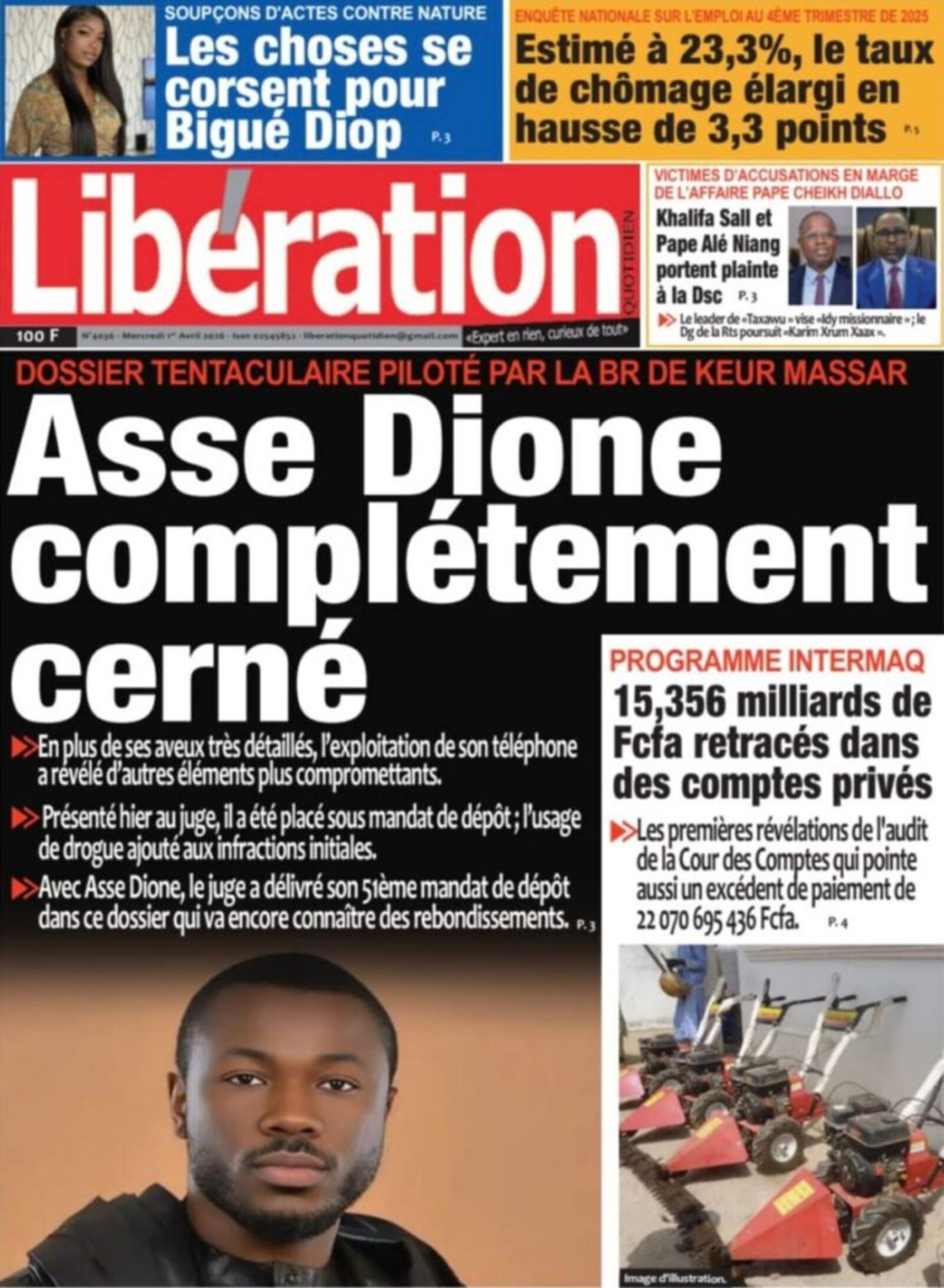 Découvrez les Unes des journaux sénégalais du mercredi 1er avril 2026