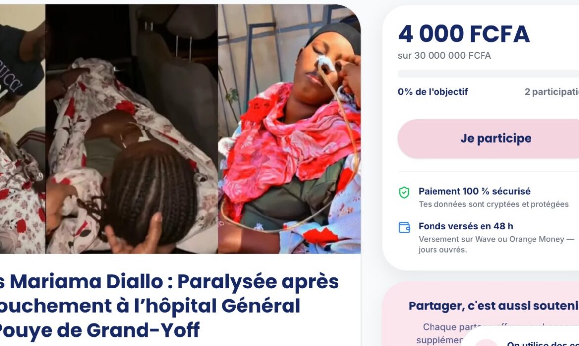 Une cagnotte ouverte pour sauver Mariama Diallo, paralysée après son accouchement au CTO de Grand-Yoff
