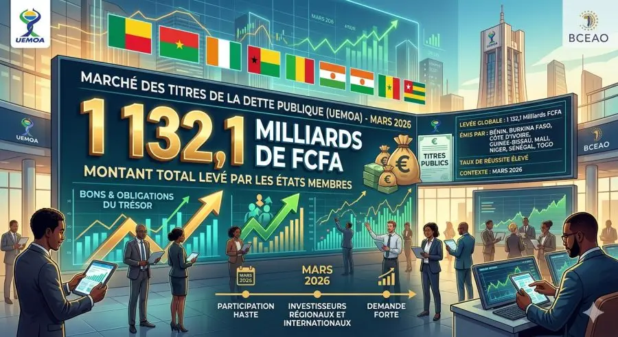 1 132,1 milliards de FCFA levés par les États de l’Uemoa en mars 2026