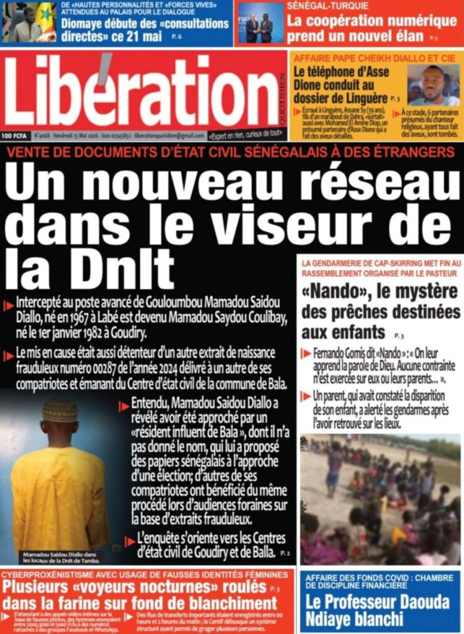Découvrez les Unes des journaux sénégalais du vendredi 15 mai 2026
